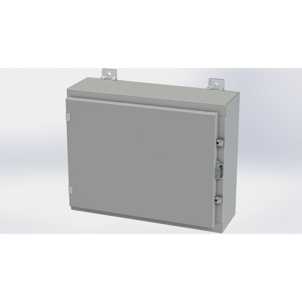 Clamps with Padlock Hasp Electrical Enclosures, 16 in H, 6 in D, 20 in W, NEMA 4, Carbon Steel